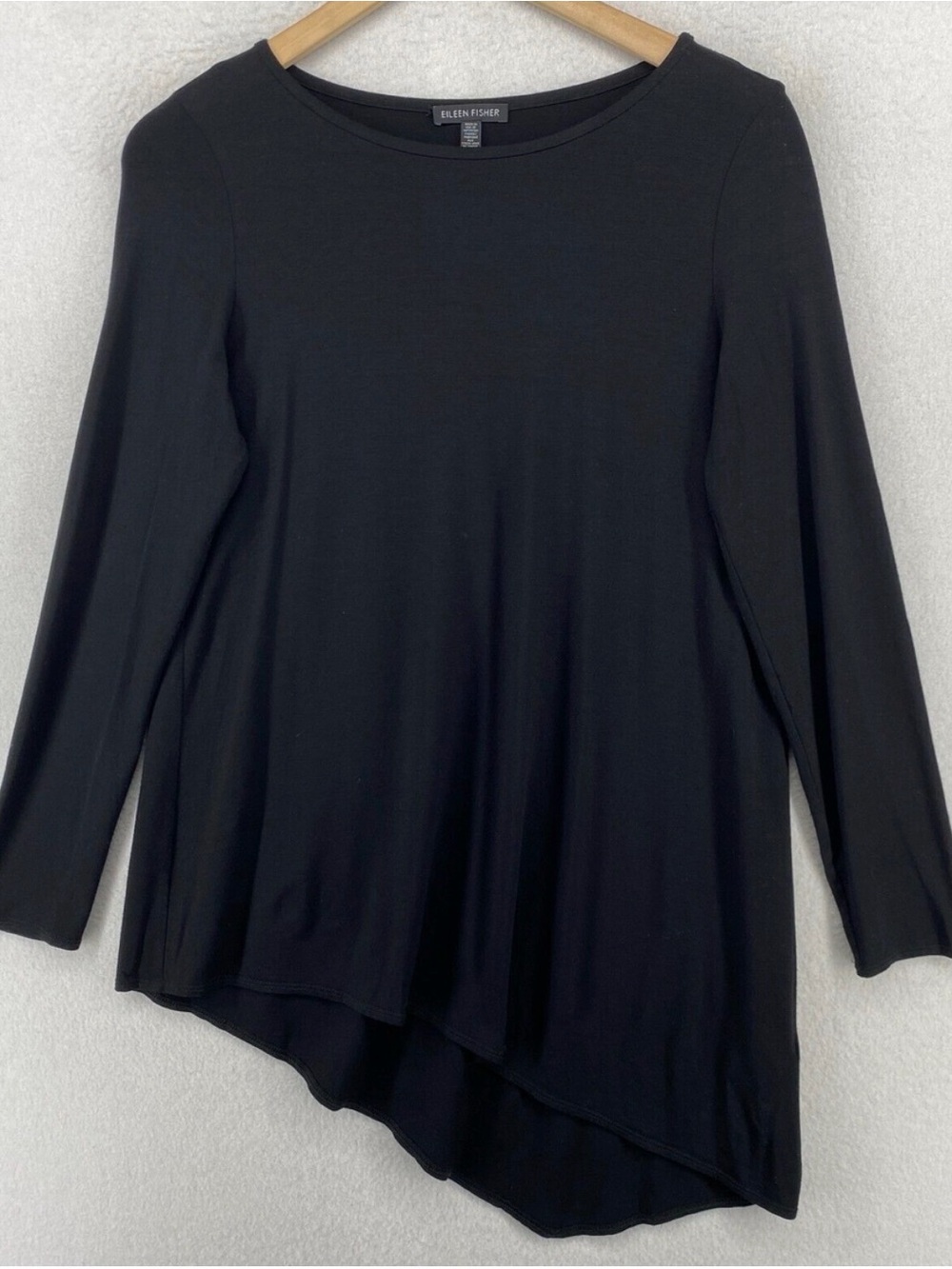 Eileen Fisher woman black asymmetrical tunic top size 1X